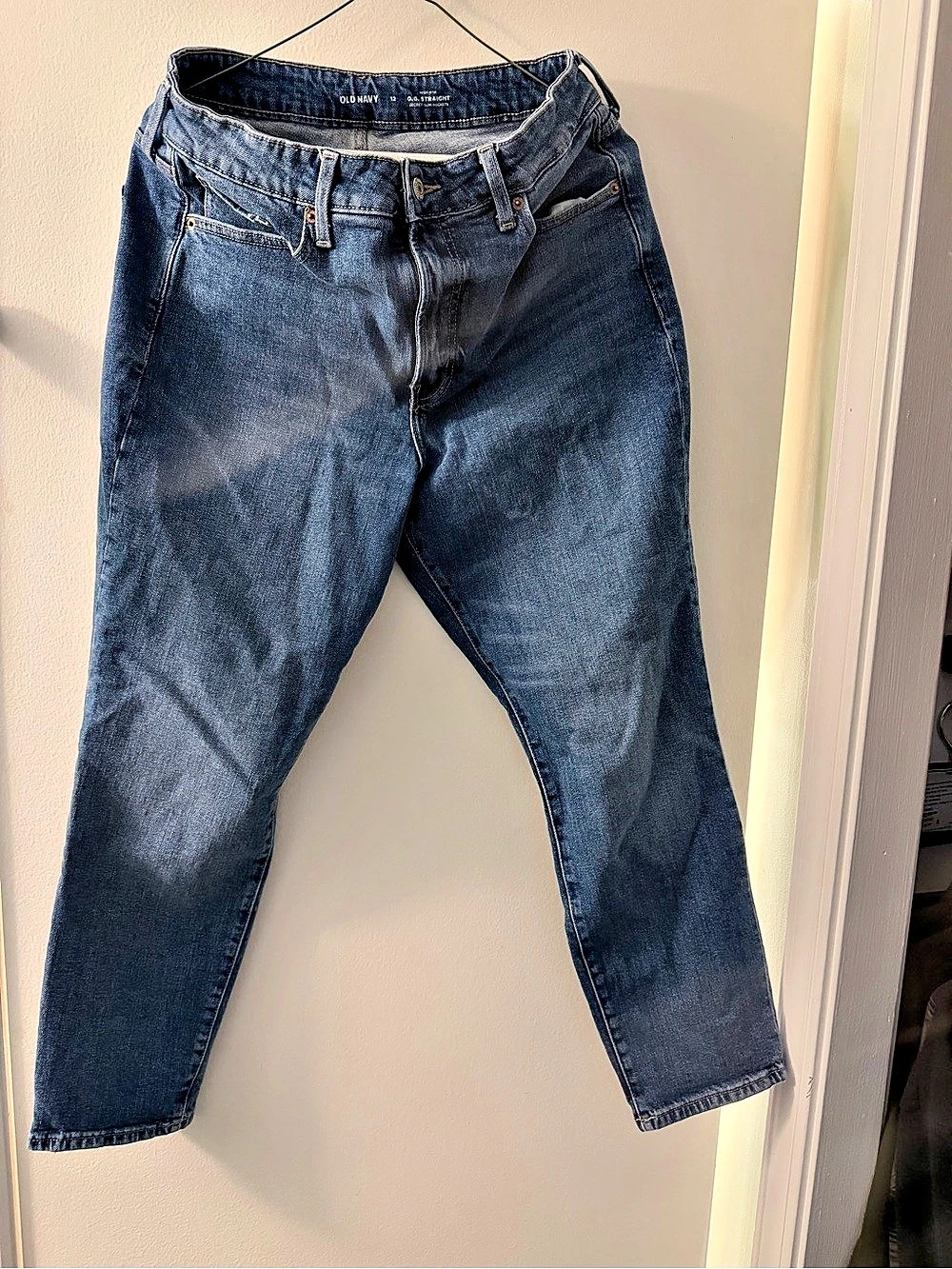 Old Navy High-Waisted O.G. Straight Secret-Slim Pockets Jeans Blue Waist 12
